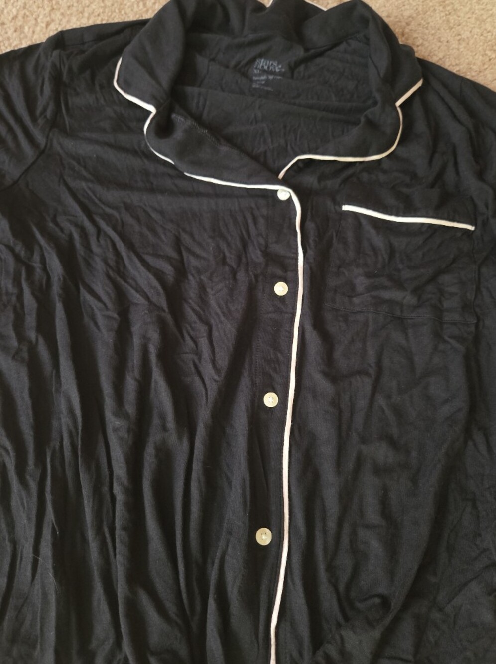 Stars Above Black Button-Front Top with White Piping & Leopard Print Pants - Picture 2 of 4
